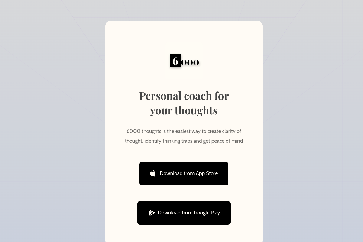 Screenshot of the 6000 thoughts website