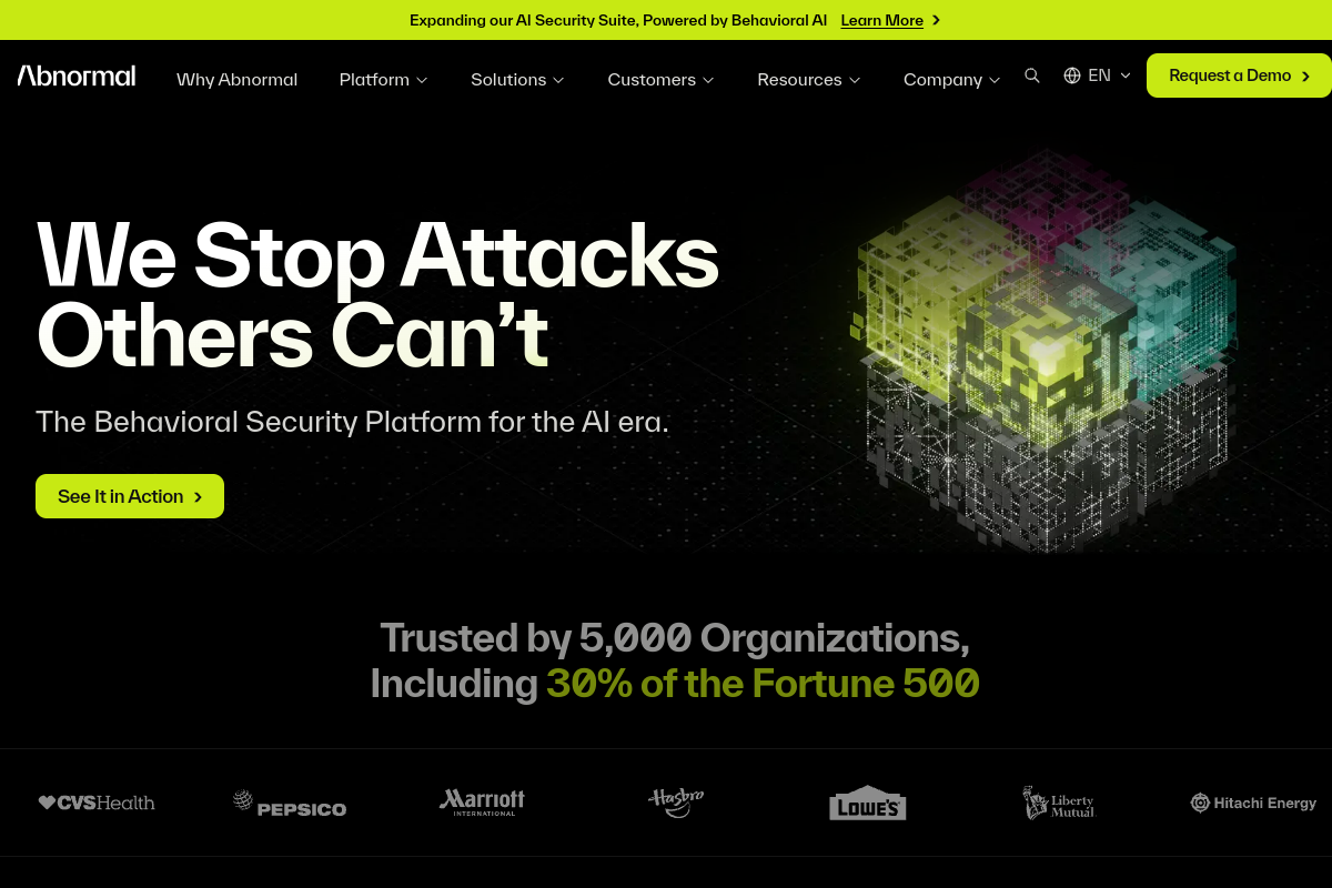 Screenshot of the Abnormal Security website