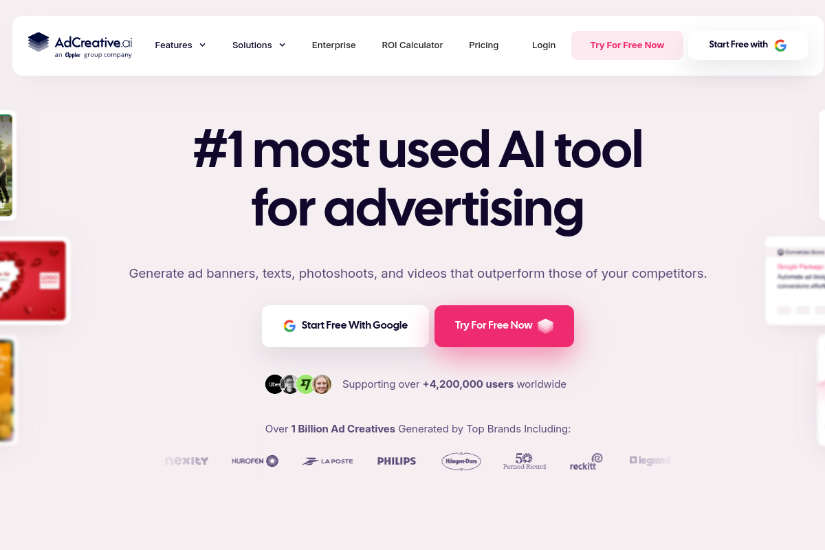 Screenshot of the AdCreative.ai website