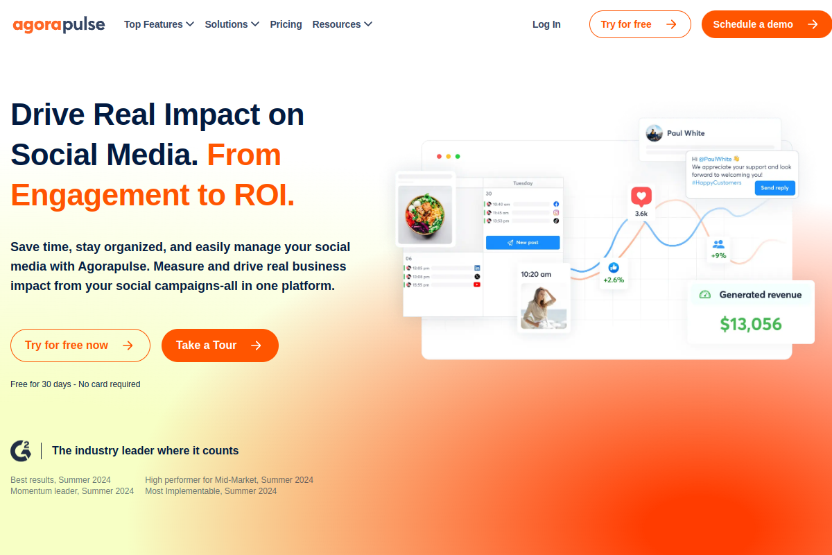 Screenshot of the Agorapulse website