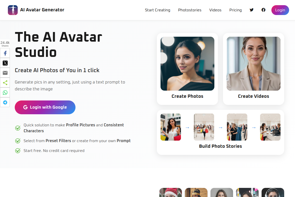 Screenshot of the AI Avatar Generator website