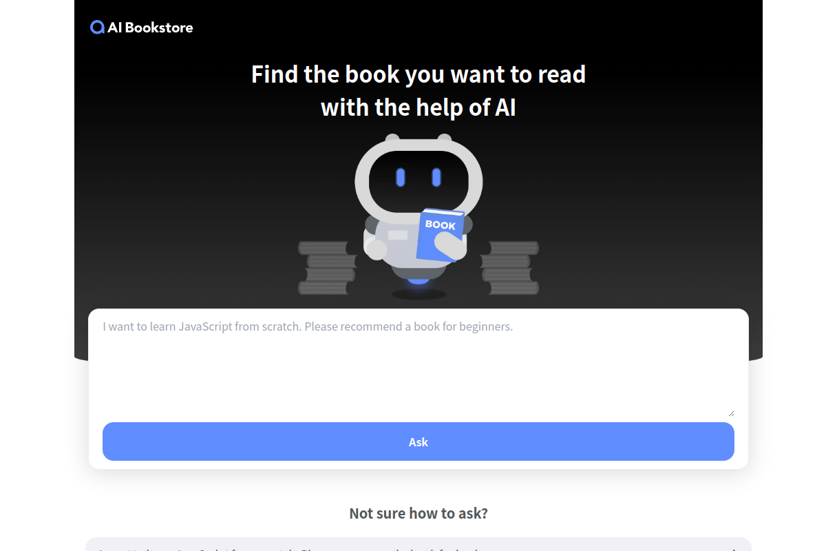 Screenshot of the AI Bookstore website