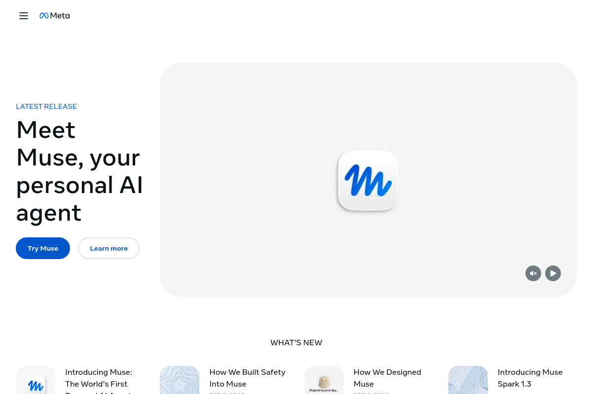Screenshot of the GenAI by Meta website