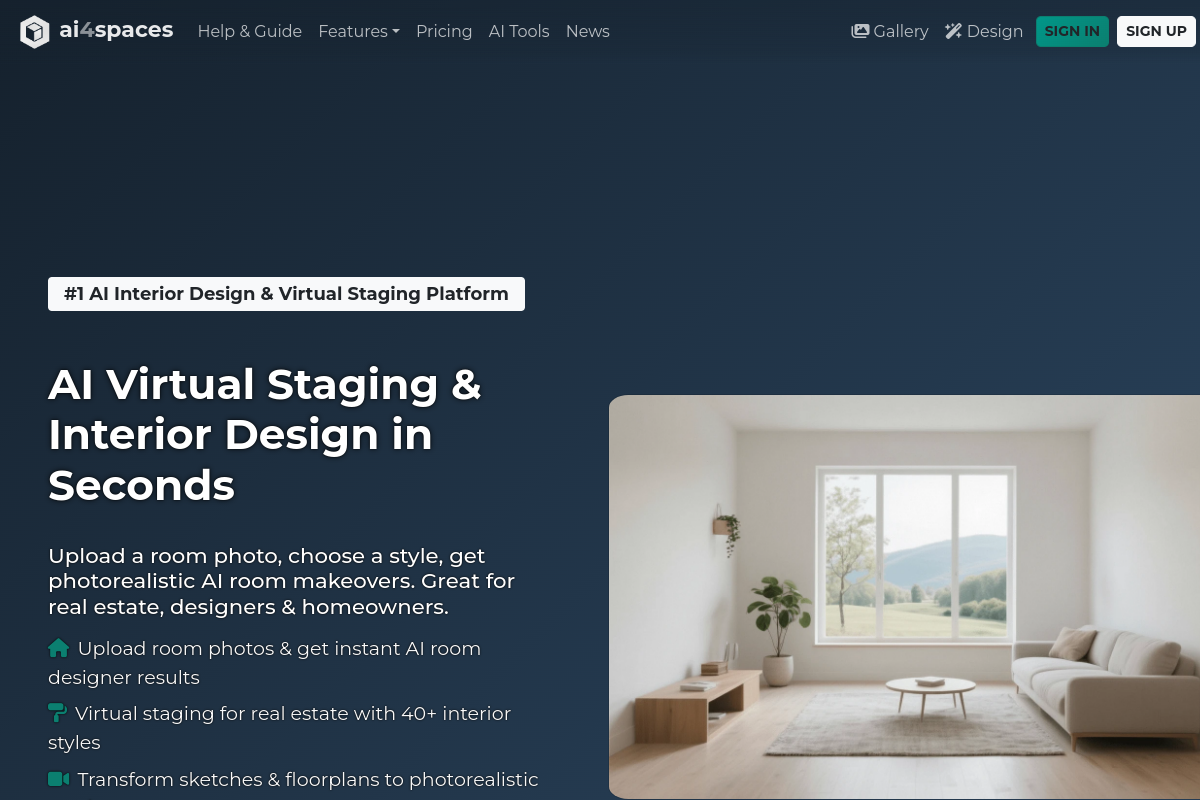 Screenshot of the AI4spaces website