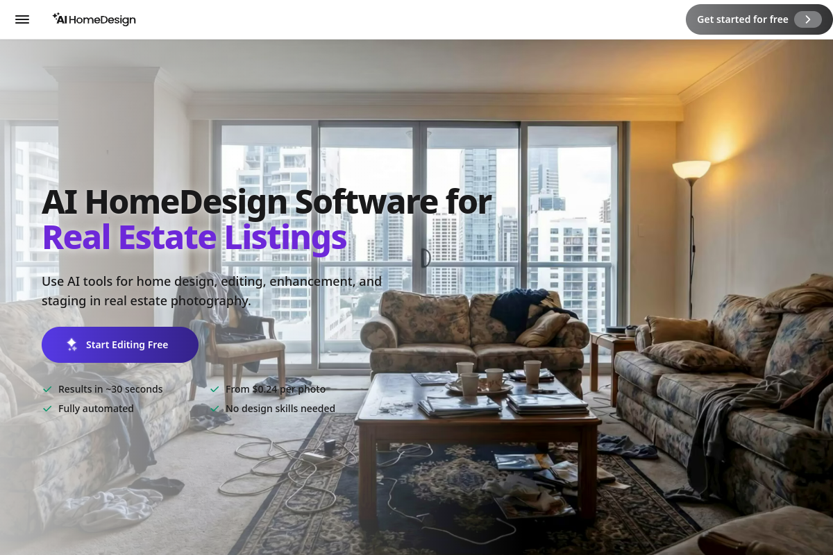Screenshot of the AI Home Design website