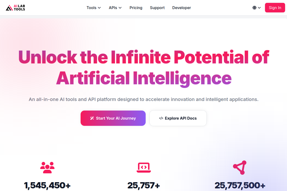 Screenshot of the AILab Tools website