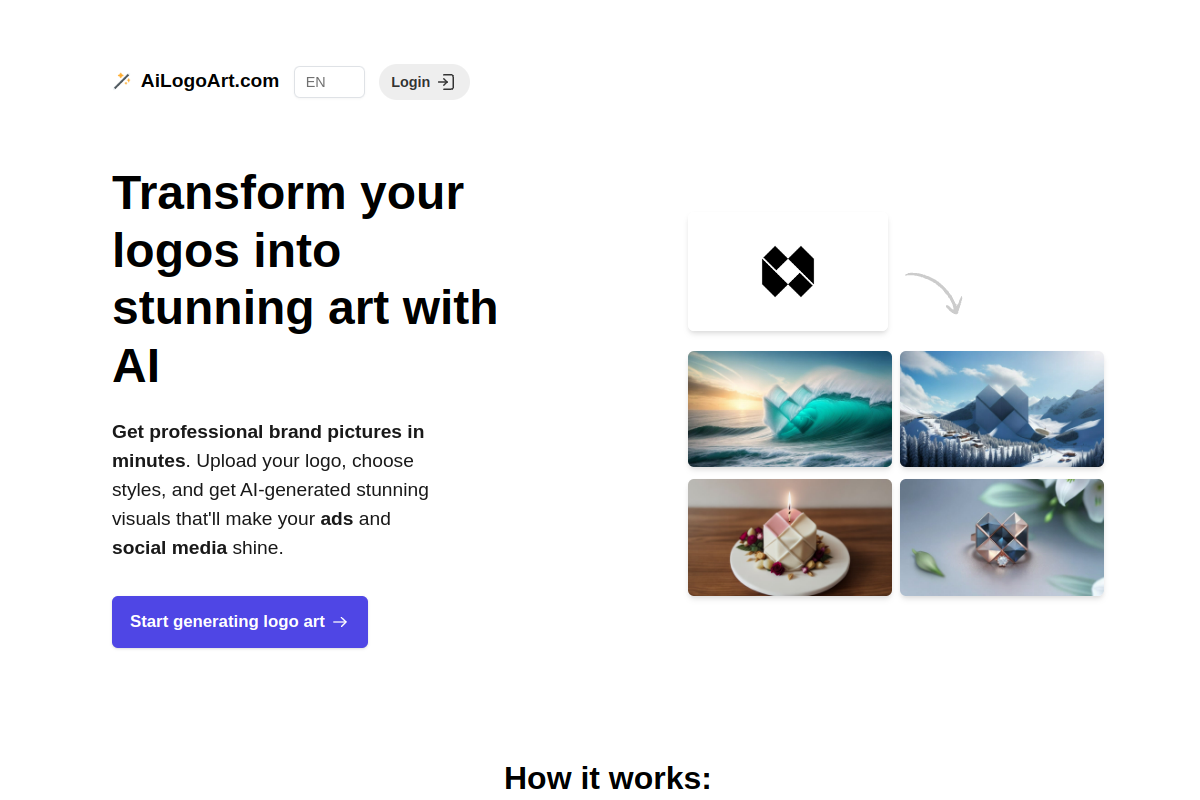 Screenshot of the AILogoArt website