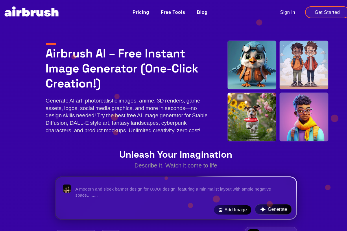Screenshot of the Airbrush website