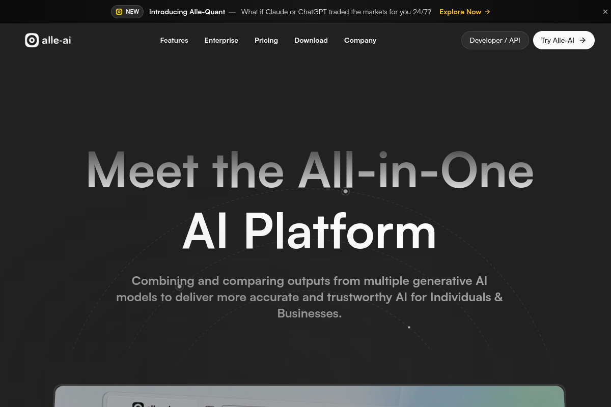Screenshot of the Alle-AI website