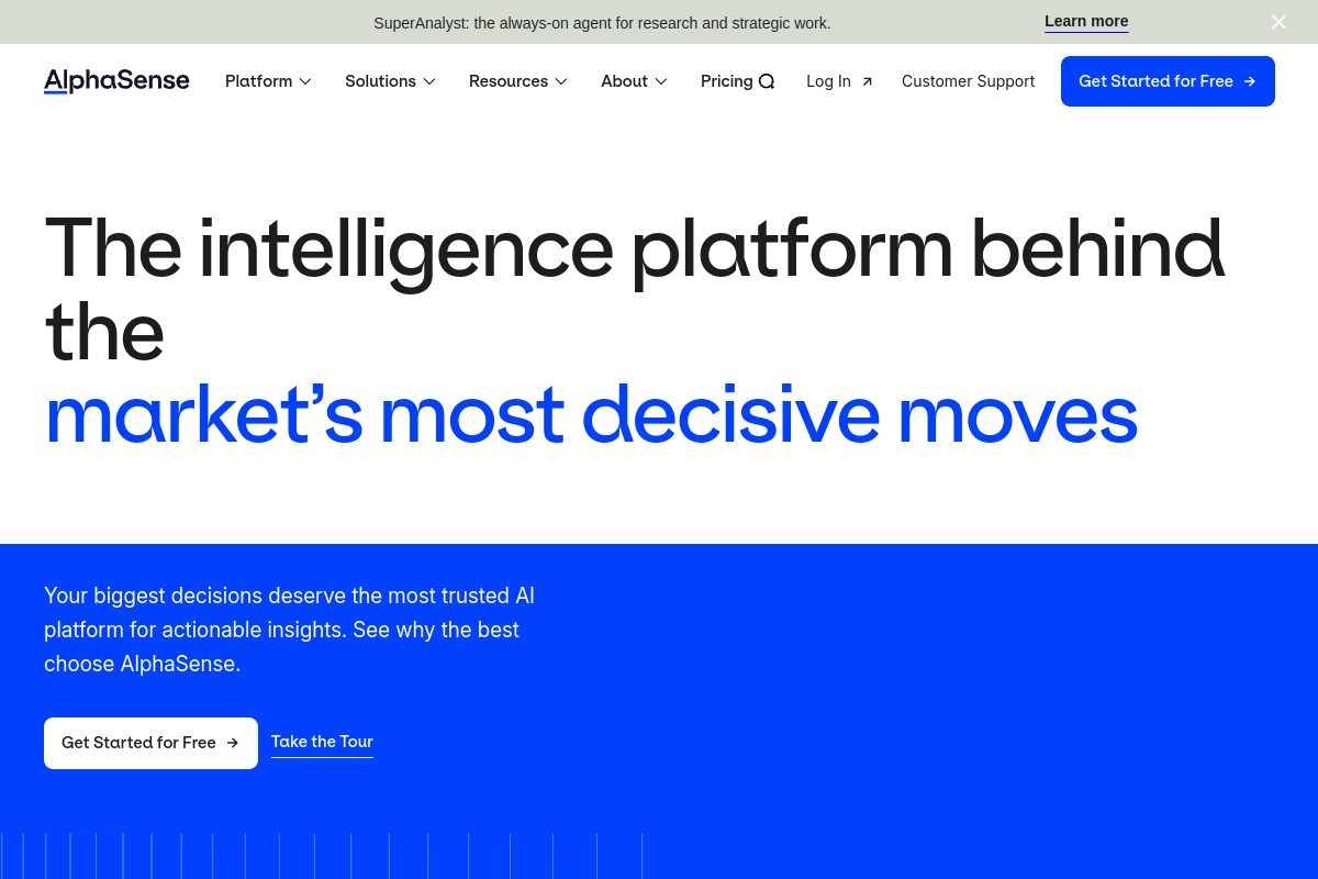 Screenshot of the AlphaSense website