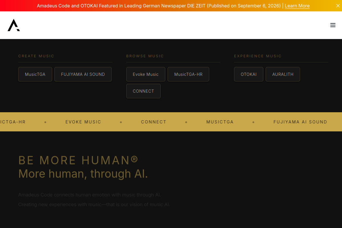 Screenshot of the Amadeus Code website