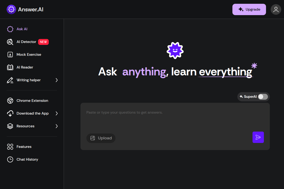 Screenshot of the AnswerAI website