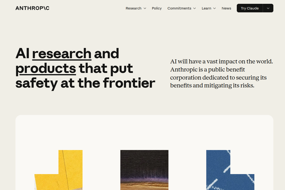Screenshot of the Anthropic website