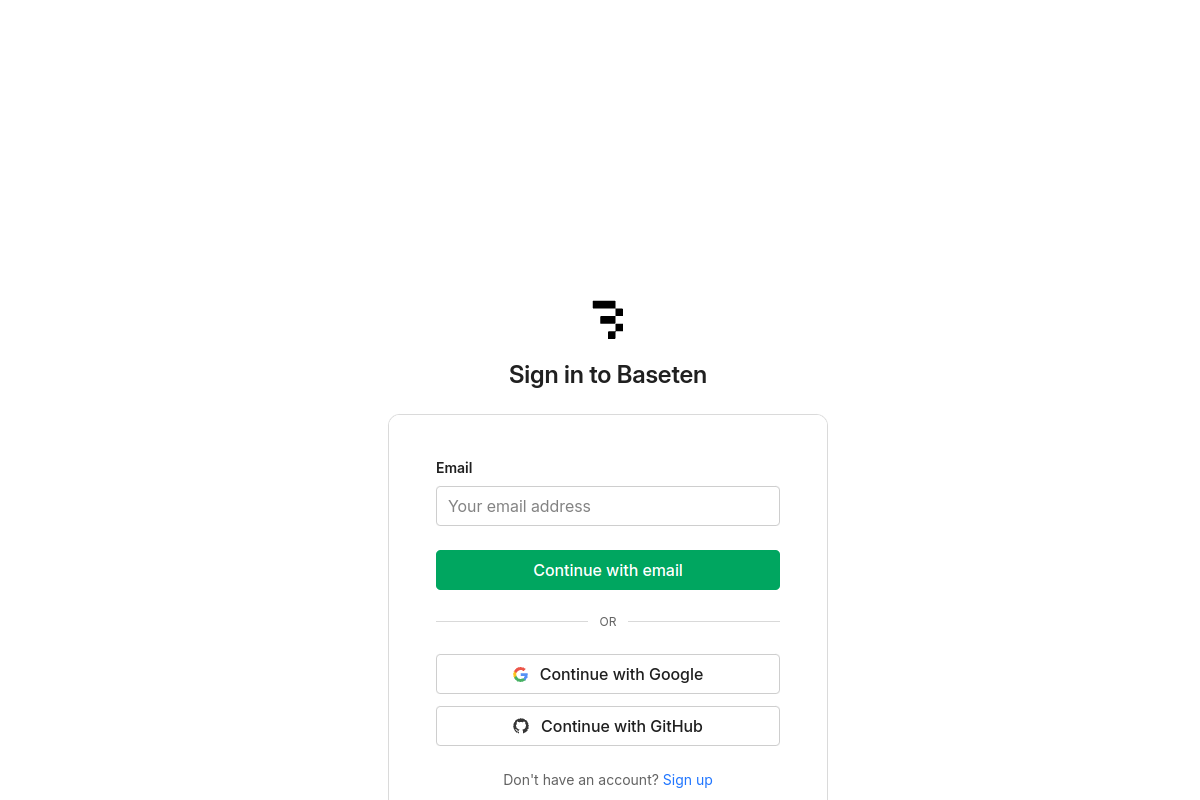 Screenshot of the Baseten website