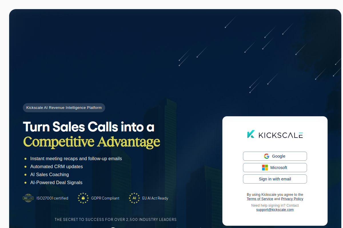 Screenshot of the Kickscale website