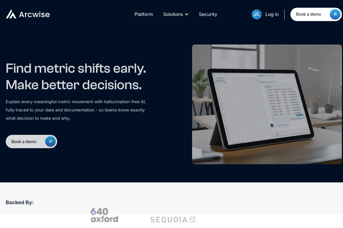 Screenshot of the Arcwise website