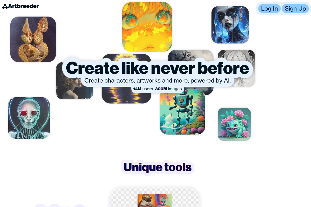 Screenshot of the Artbreeder website
