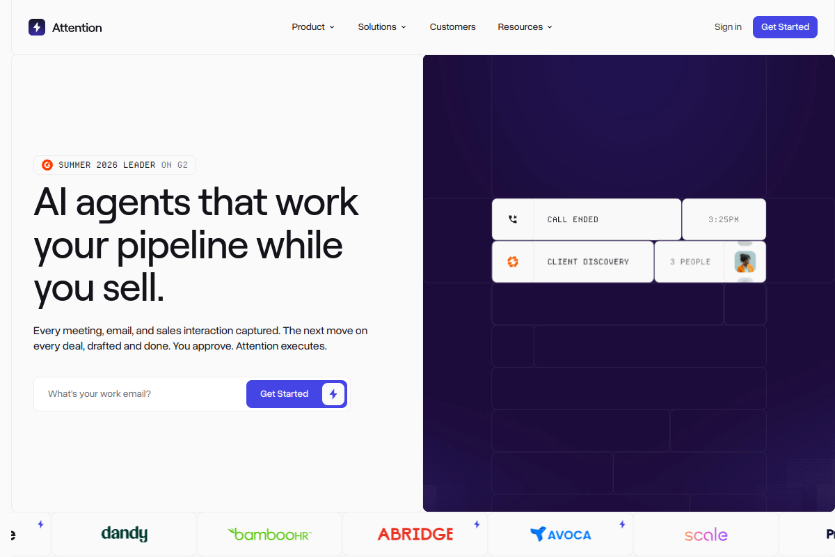 Screenshot of the Attention Tech website