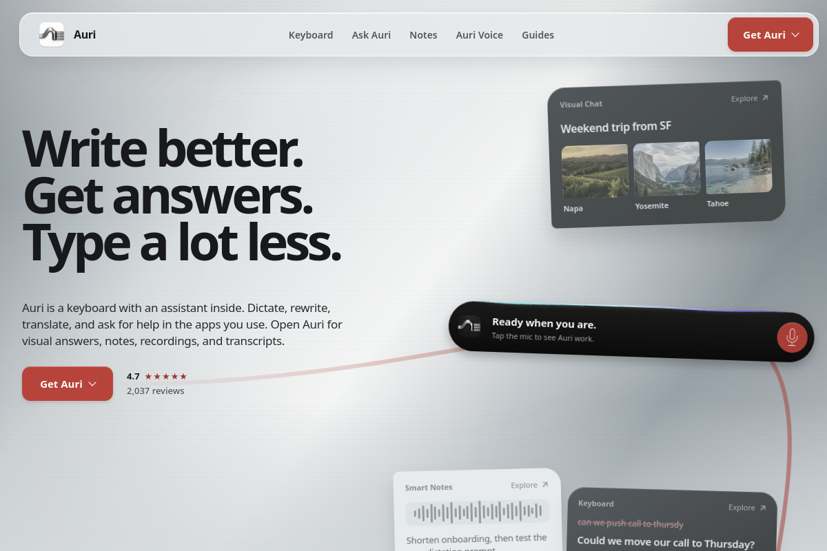 Screenshot of the Auri.AI website