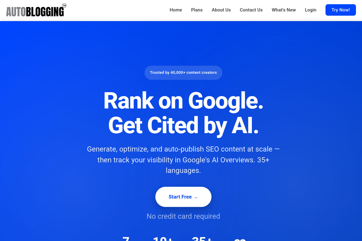 Screenshot of the Autoblogging website