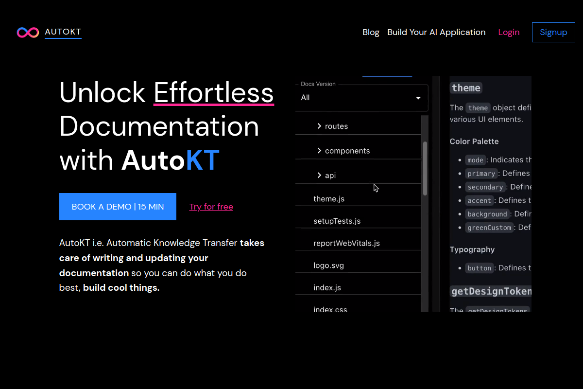 Screenshot of the AutoKT website