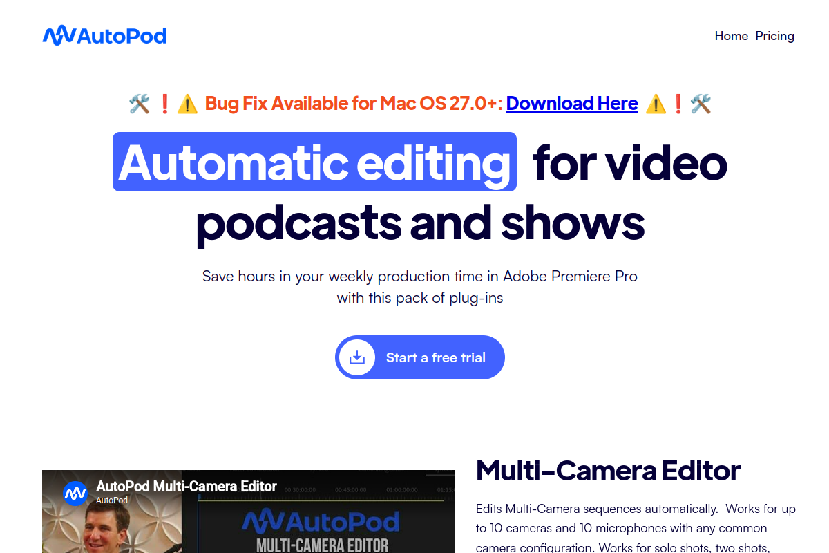 Screenshot of the AutoPod website