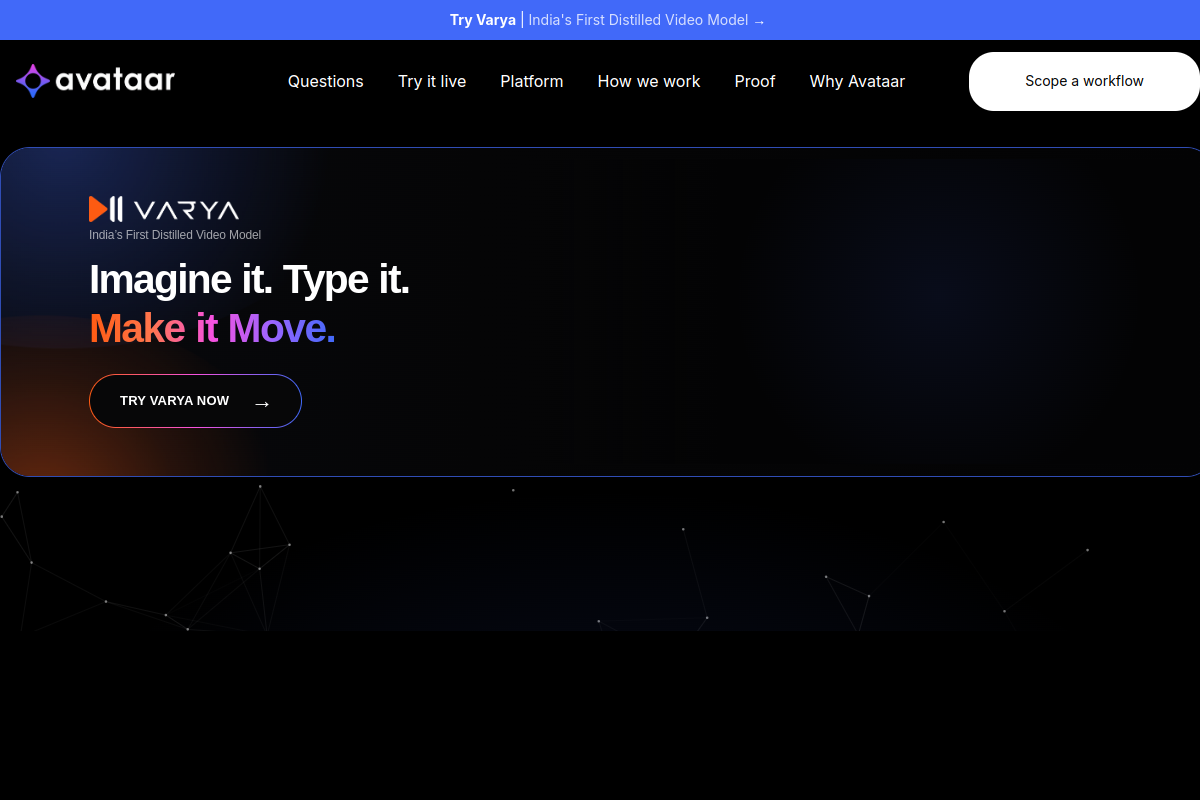 Screenshot of the Avataar's GenAI Creator website