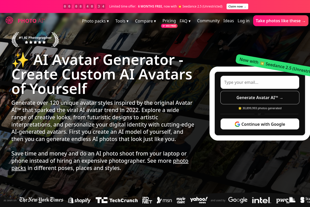 Screenshot of the AvatarAI website