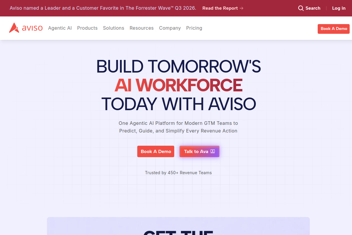 Screenshot of the Aviso website