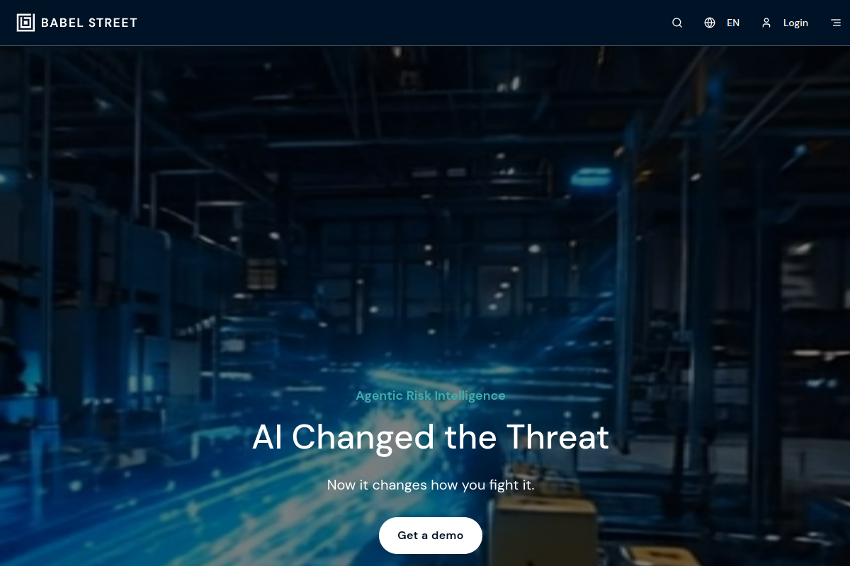 Screenshot of the Babelstreet website