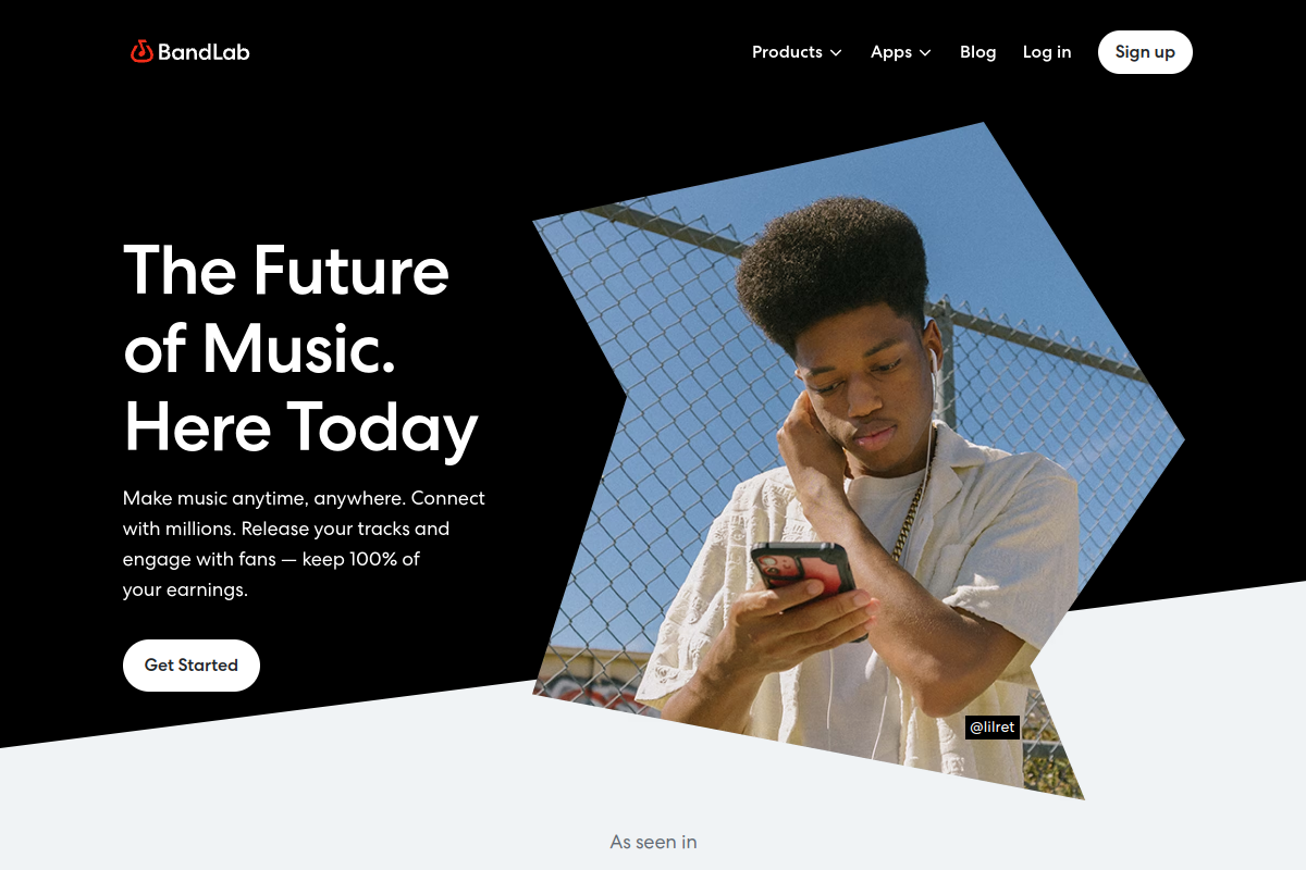 Screenshot of the SongStarter website
