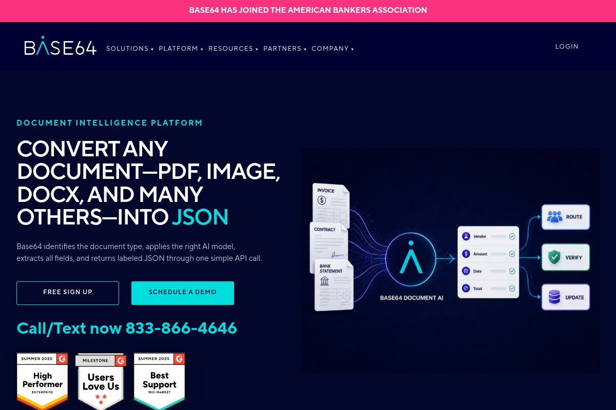 Screenshot of the Base64 website