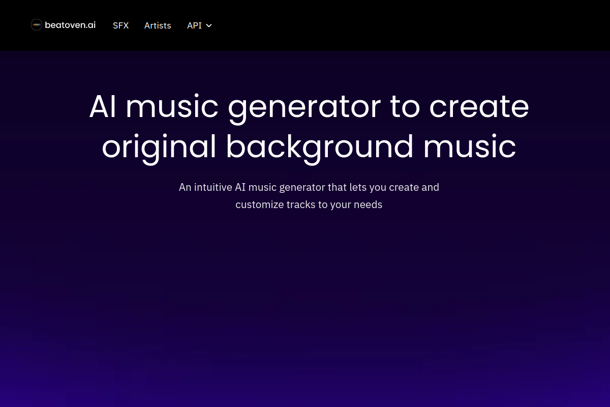 Screenshot of the Beatoven website