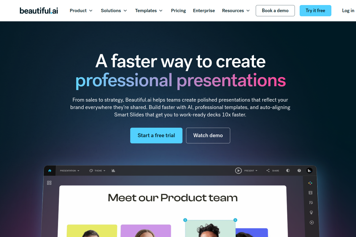 Screenshot of the Beautiful.ai DesignerBot website