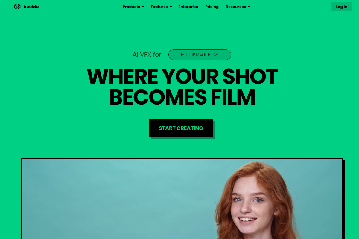 Screenshot of the Beeble website