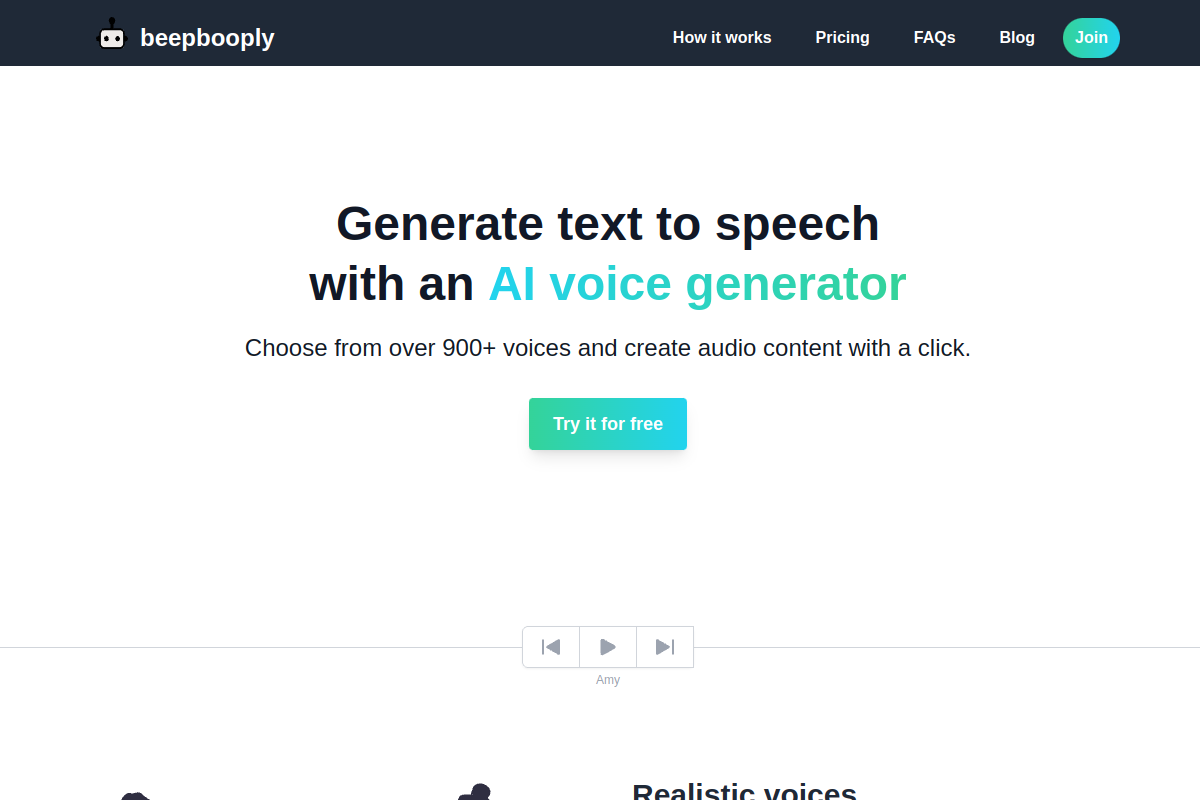 Screenshot of the Beepbooply website