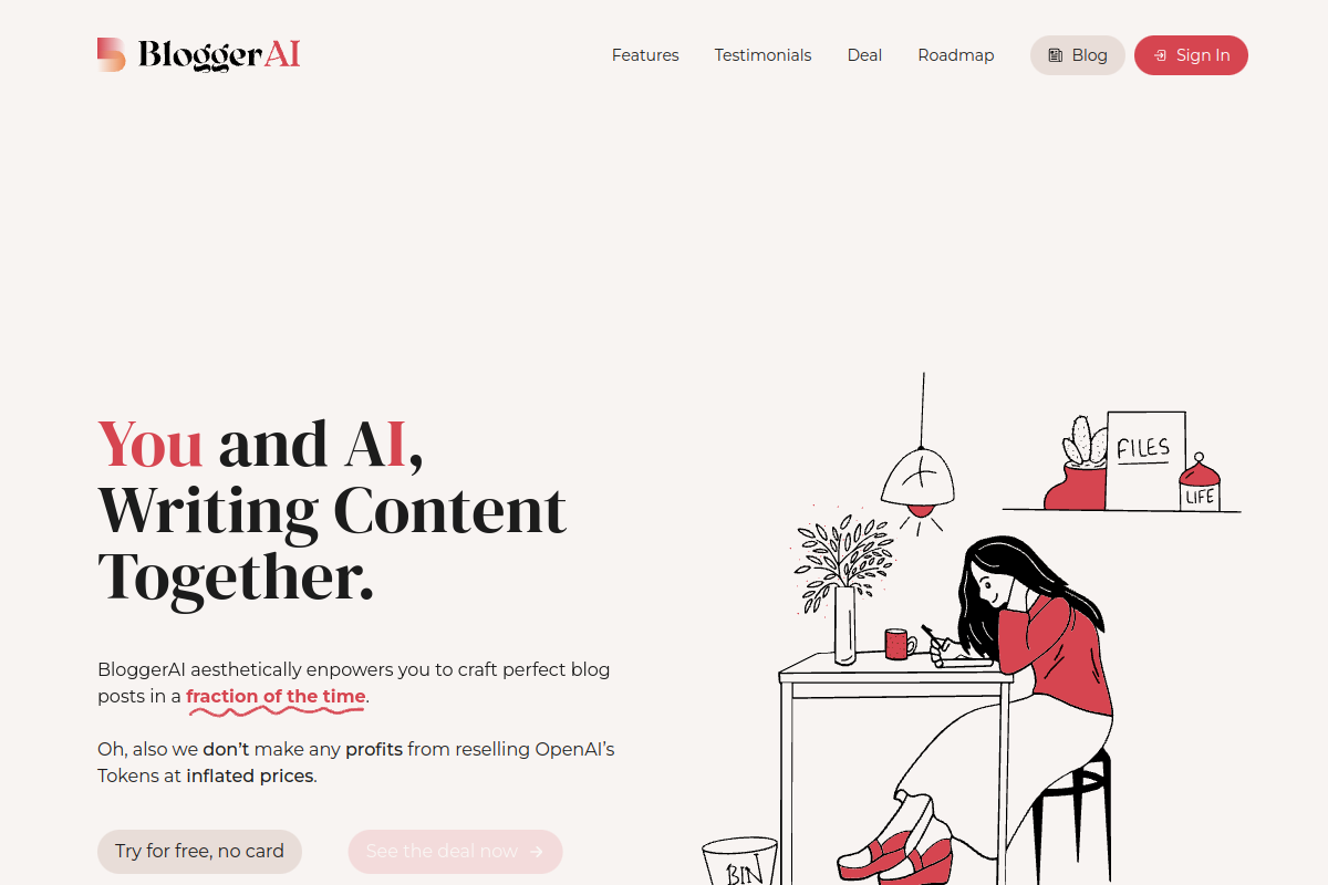 Screenshot of the BloggerAI website