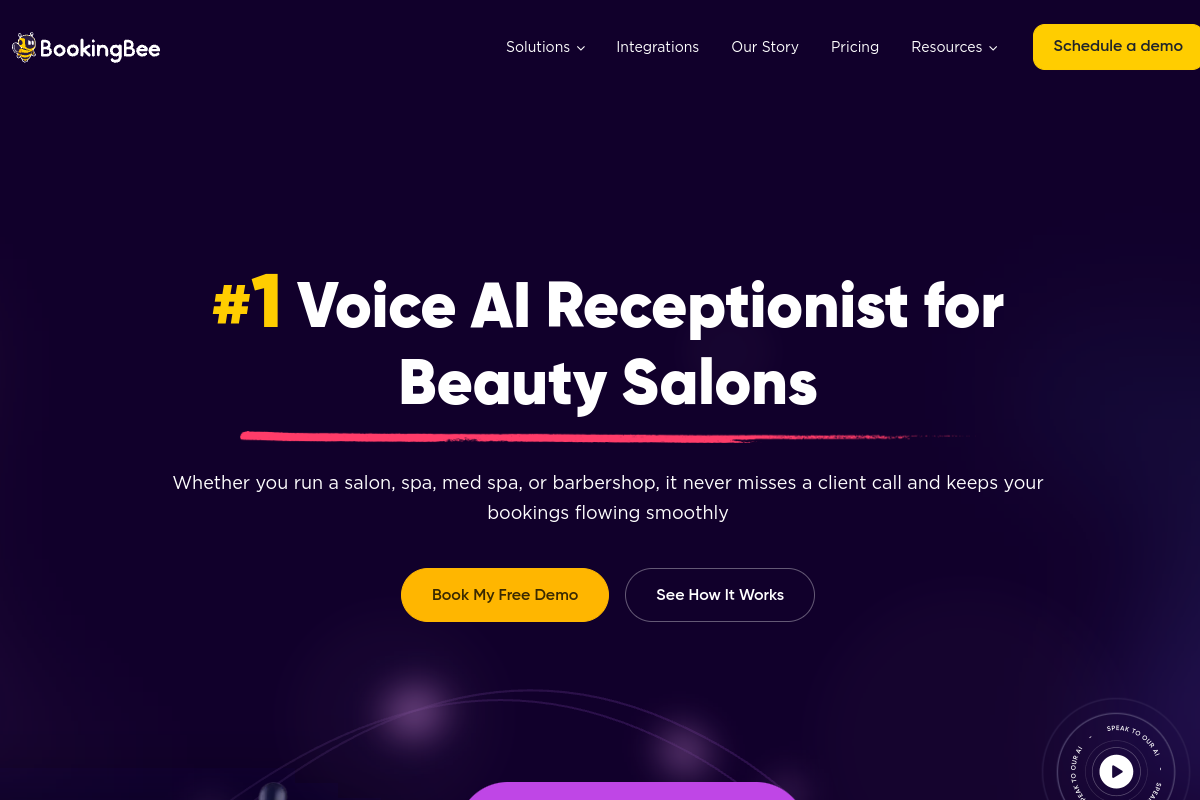 Screenshot of the BookingBee website