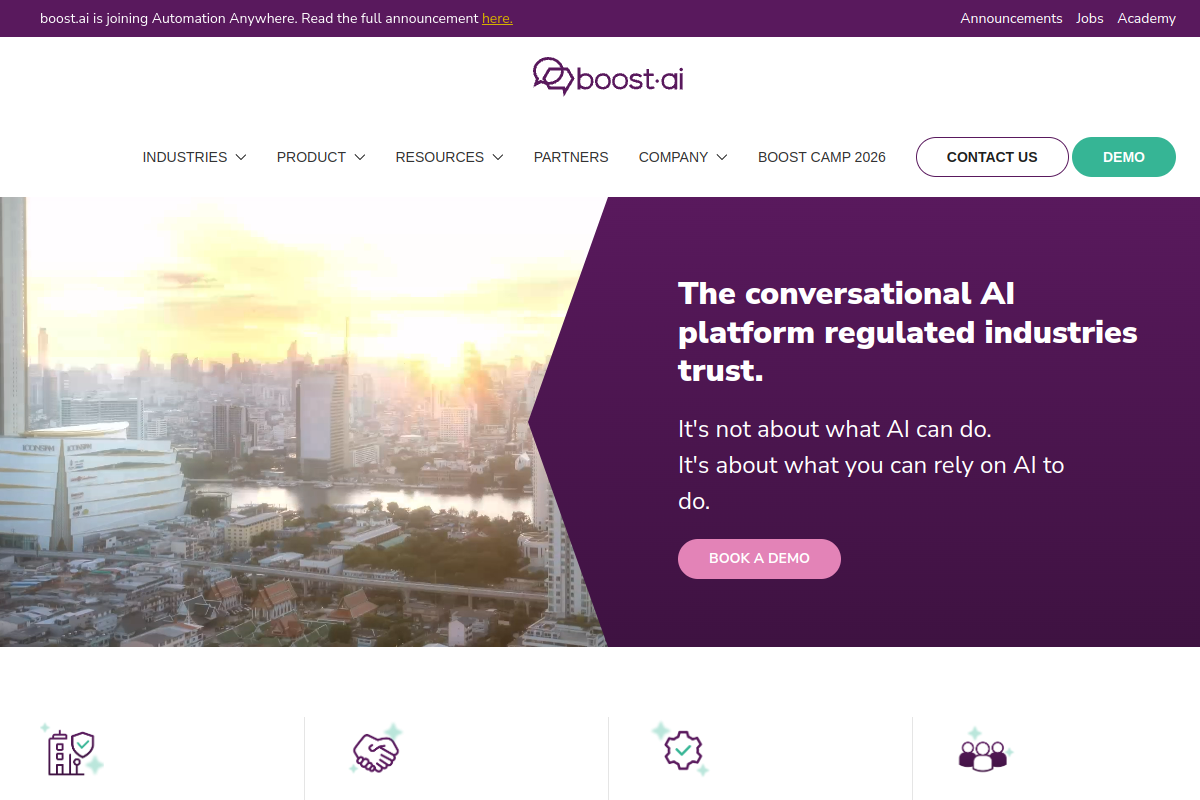 Screenshot of the Boost AI website