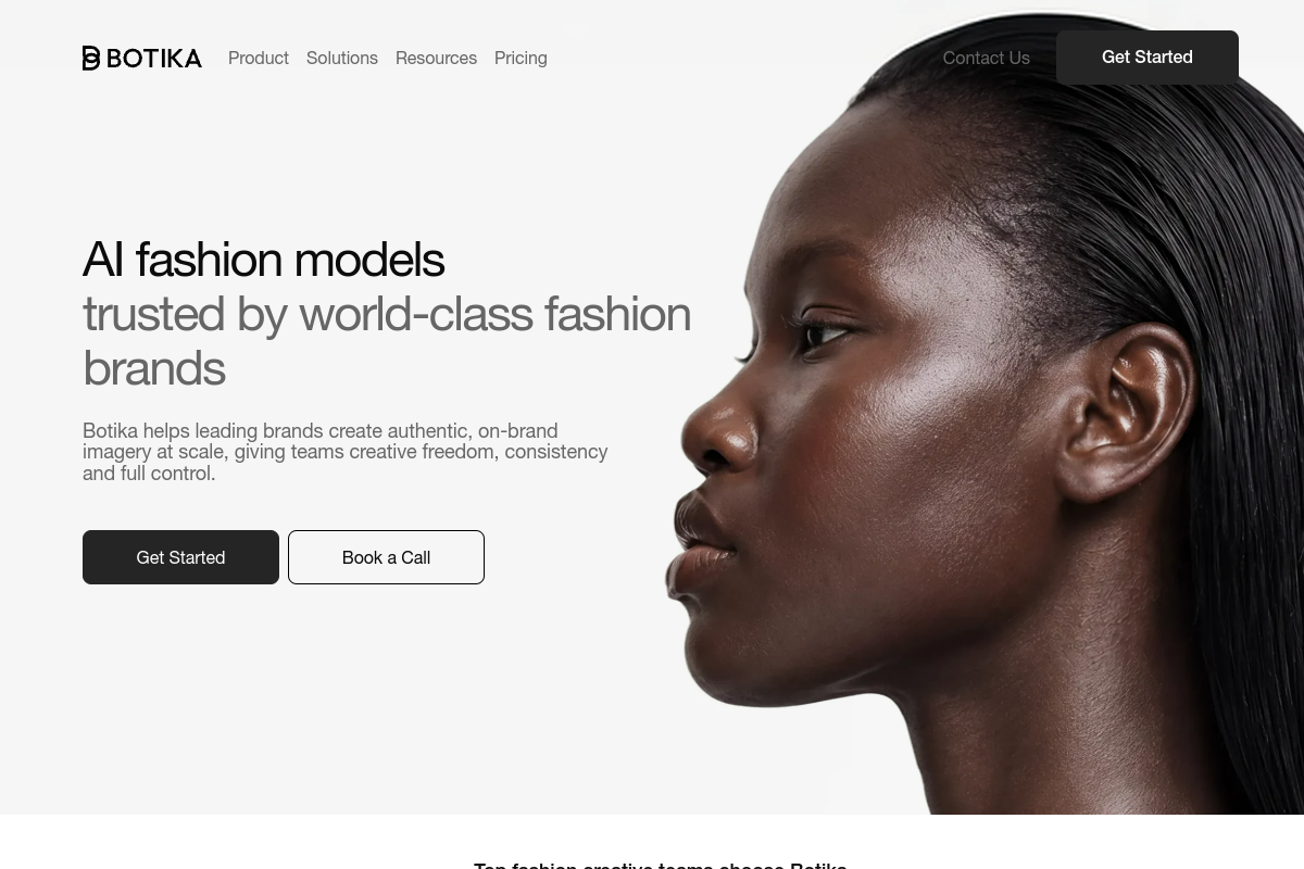 Screenshot of the Botika website