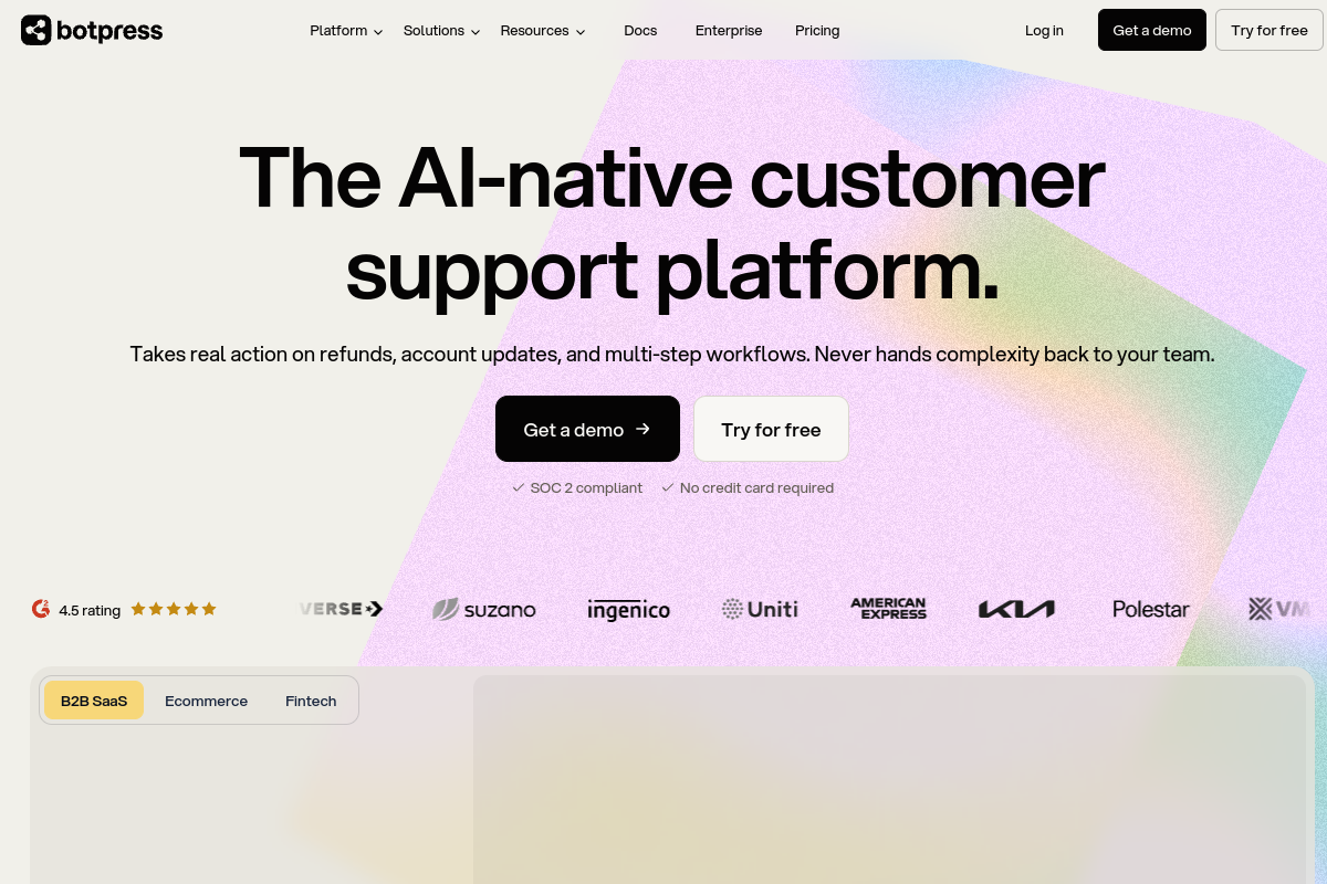 Screenshot of the Botpress website