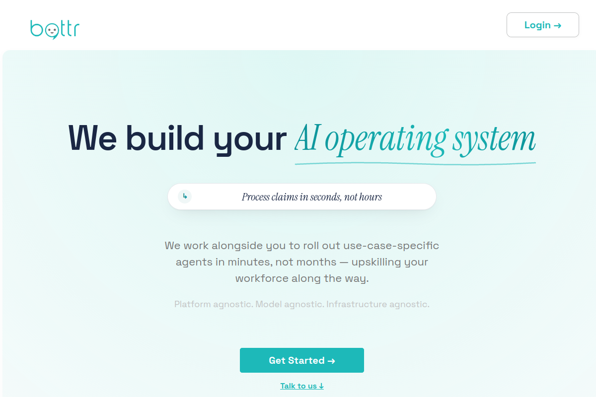 Screenshot of the Bottr website