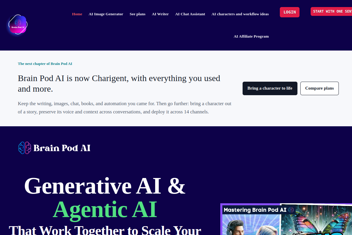 Screenshot of the Brain Pod AI - Writer website