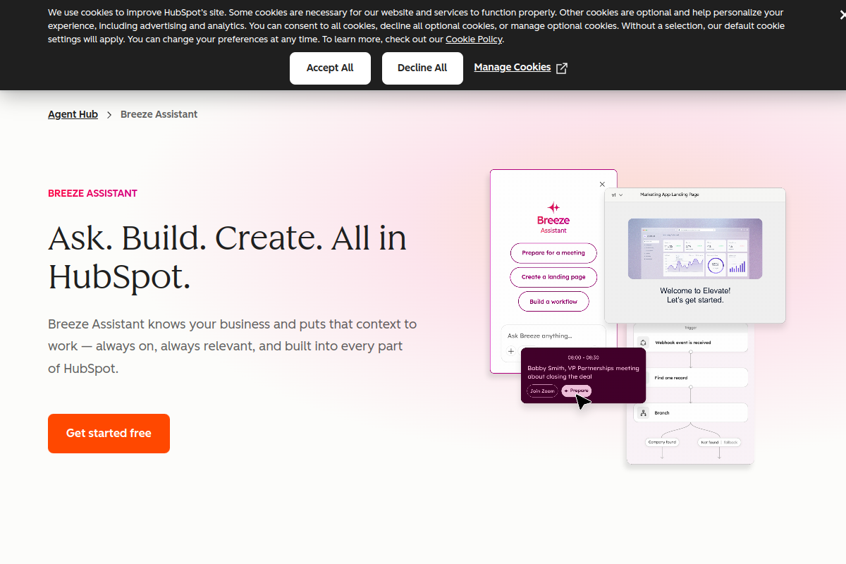 Screenshot of the Breeze website