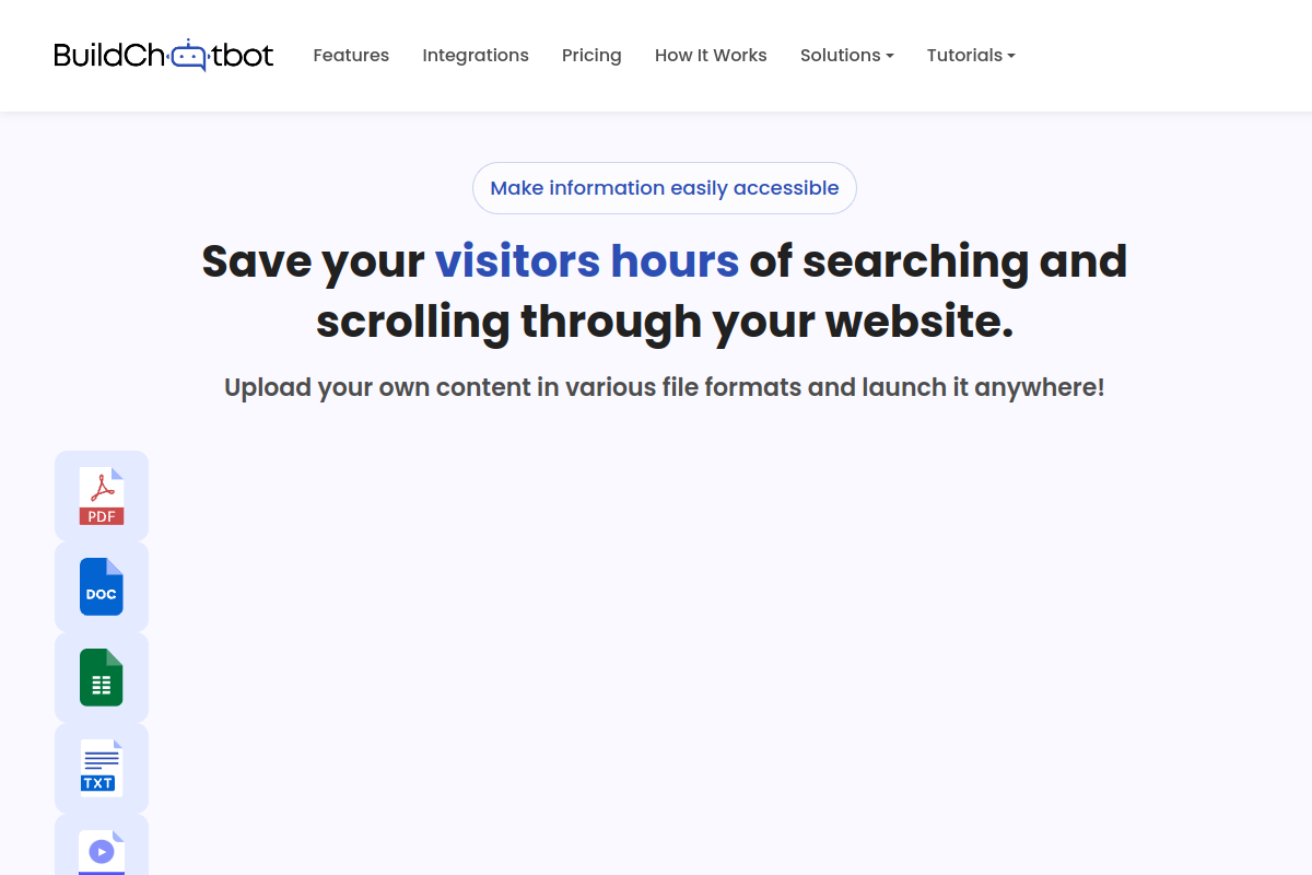 Screenshot of the Build Chatbot website