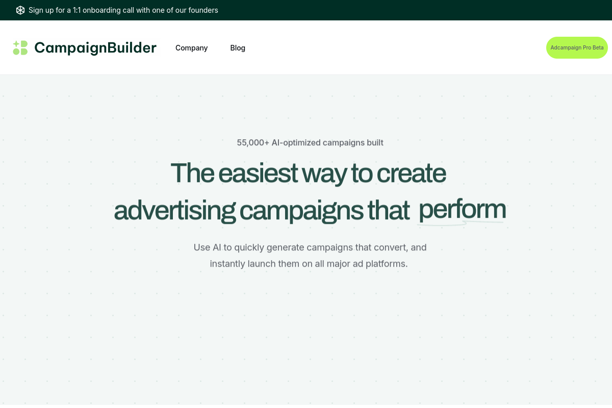 Screenshot of the CampaignBuilder website