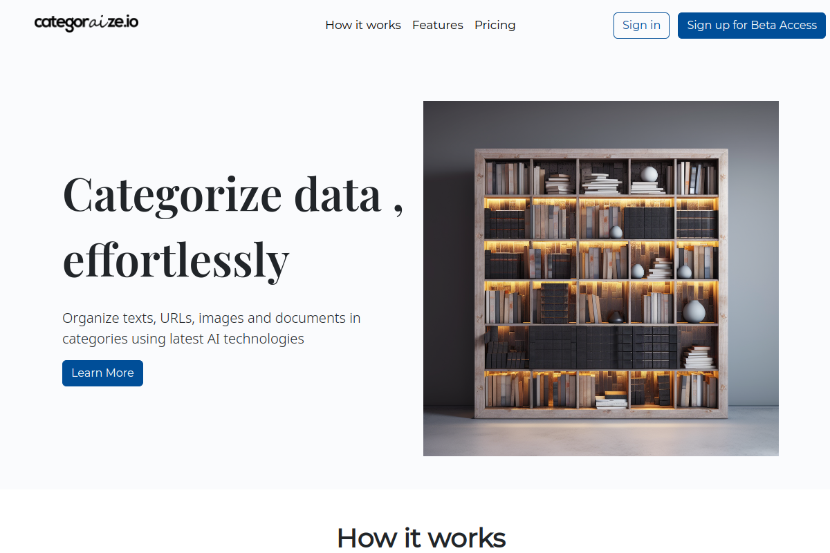 Screenshot of the categorAIze website