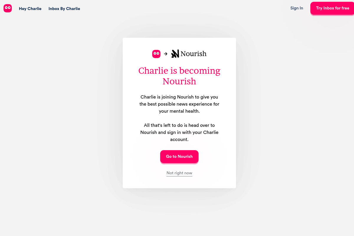 Screenshot of the Charlie News website