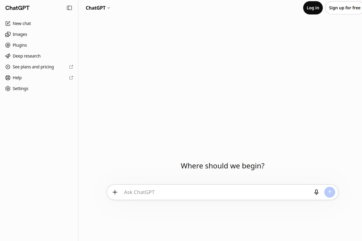Screenshot of the ChatGPT website