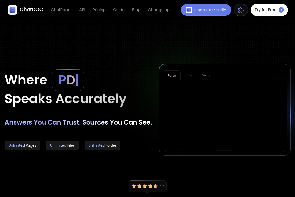 Screenshot of the ChatDOC website